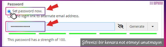 3. adım oluşturulan mail adresinin şifresini belirleme