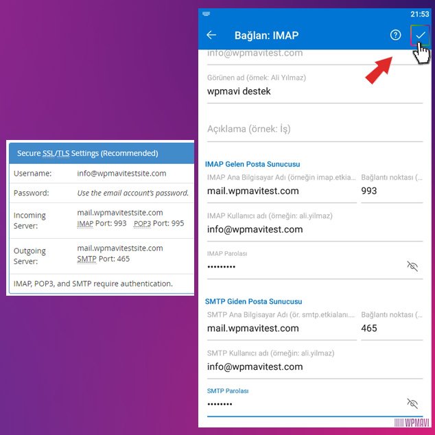 outlook mobil ayarlarını tamamlama adımı