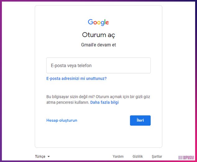 gmail hesabına giriş yapma