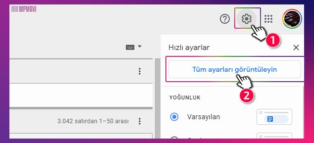 gmail hesabında ayarlar sekmesinden tüm ayarları görüntüleyin kısmına tıklama