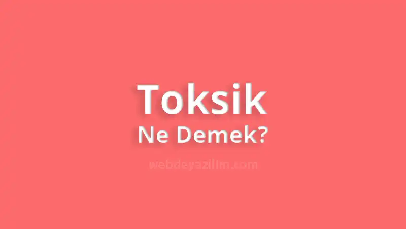 Toksik Ne Demek? Toksik ilişki ve Toksik İnsan