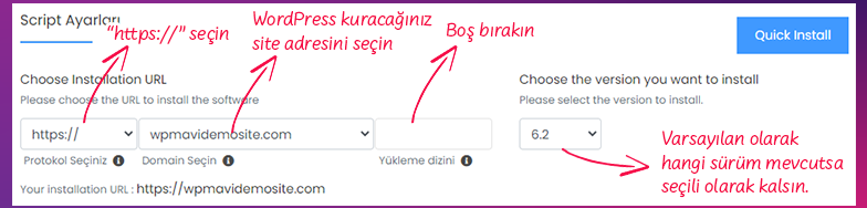 WordPress Kurma - Script Ayarları