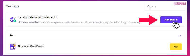 wordpress kurma - hostinger Alan Adını Al Butonu