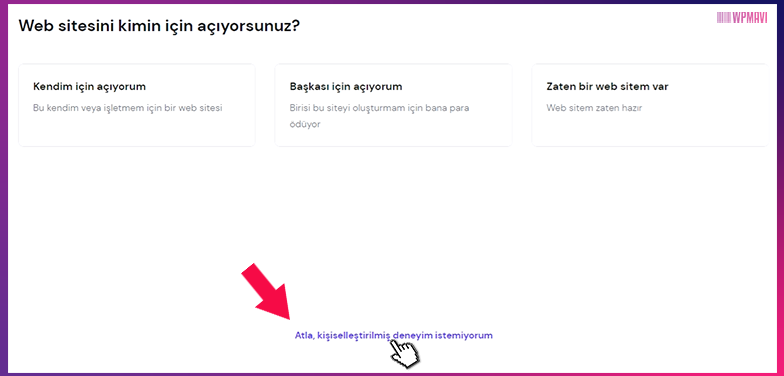 wordpress kurmak - hostinger Atla Seçeneği