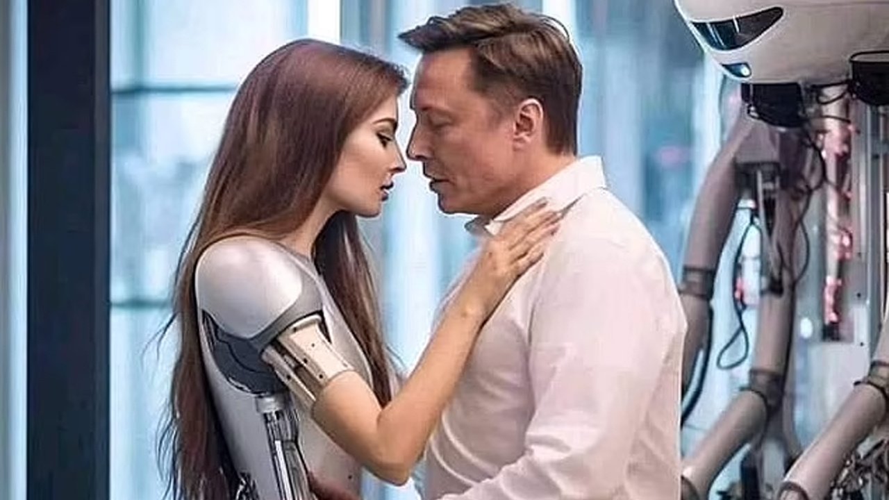 Elon Musk'ın insansı robotlarla öpüştüğü görüntüler interneti salladı