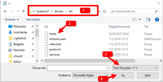 Hosts dosyası düzenleme-1