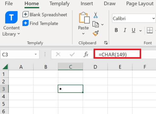 Char formülü ile Excel maddeleme işareti koyma